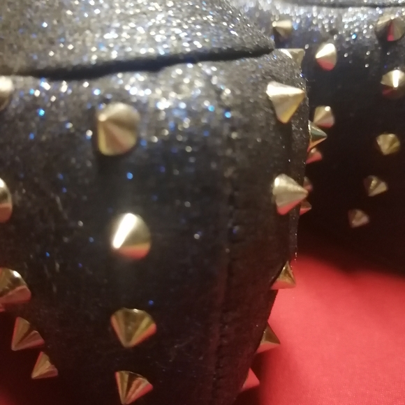 Midnight blue sparkly studded heels - Picture 6 of 8